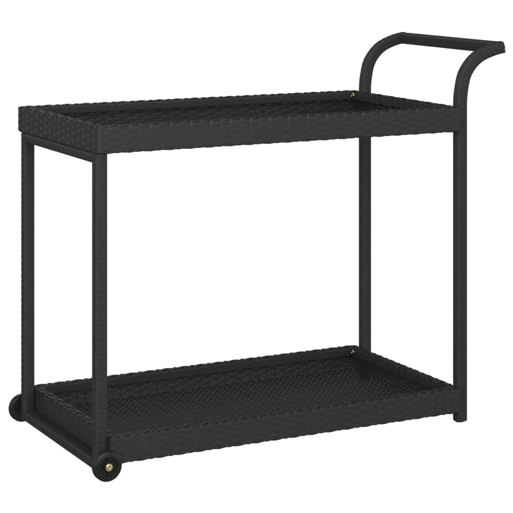 Chariot de bar Noir 100x45x83 cm Résine tressée