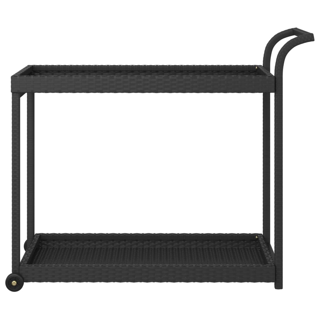 Chariot de bar Noir 100x45x83 cm Résine tressée