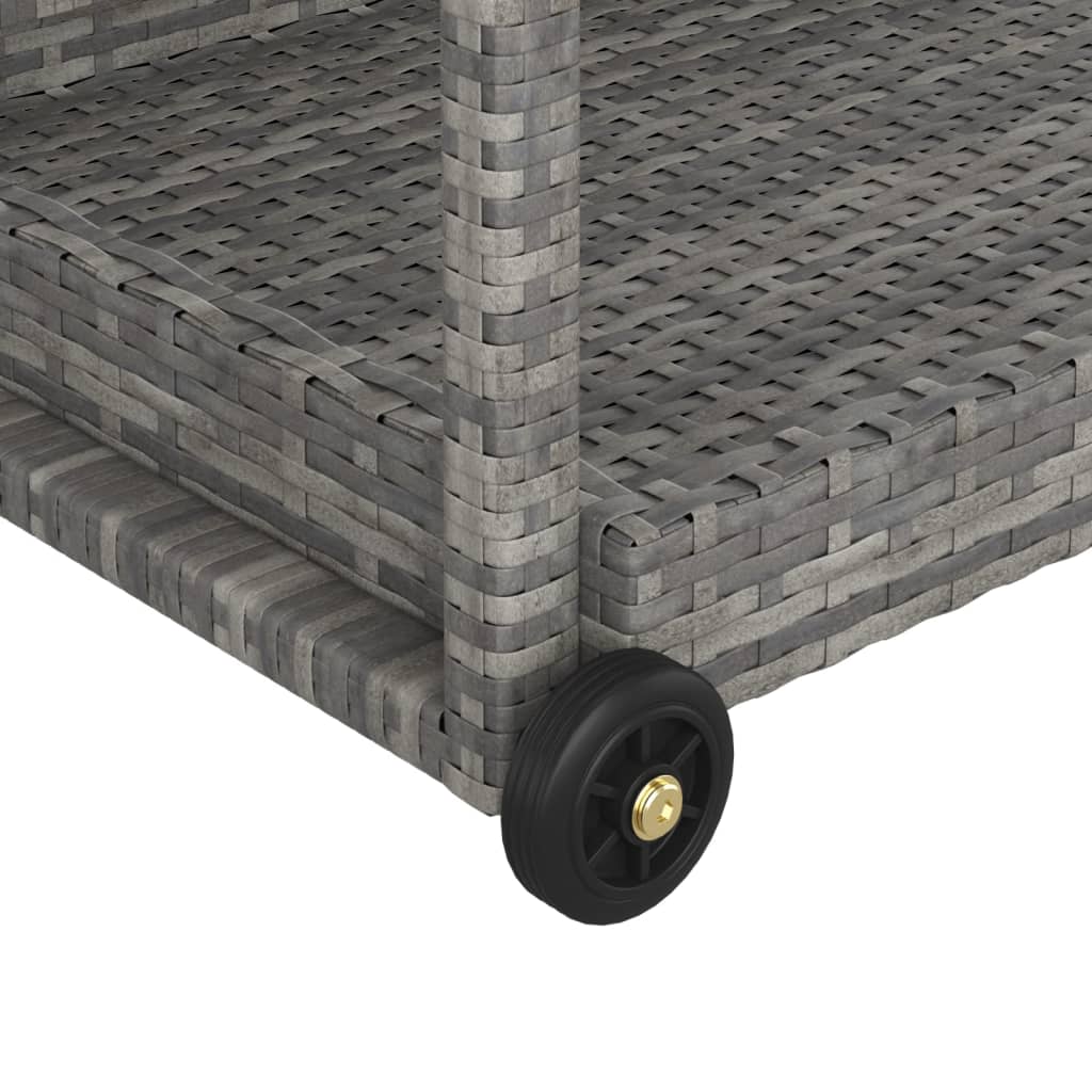 Chariot de bar Gris 100x45x83 cm Résine tressée - XIOS