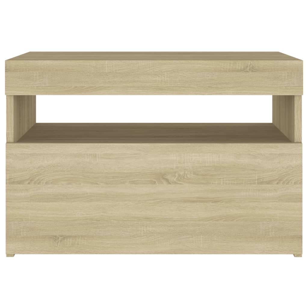 Tables de chevet à LED 2 pcs Chêne sonoma 60x35x40 cm