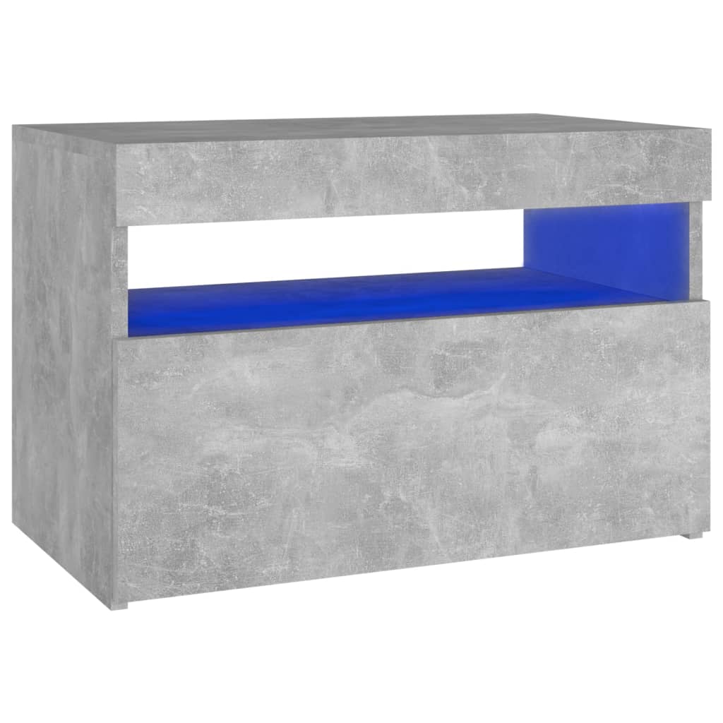 Table de chevet avec lumières LED gris béton 60x35x40 cm Tables de chevet vidaXL