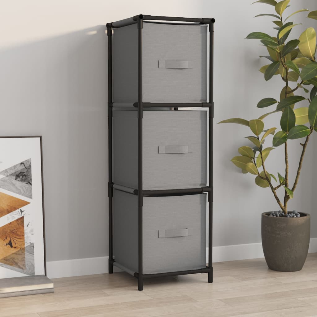 Armoire de rangement 3 tiroirs en tissu Gris 34x34x101 cm Acier - XIOS