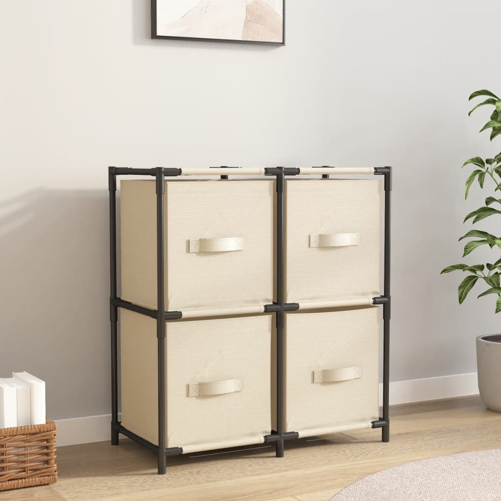 Armoire de rangement 4 paniers en tissu Crème 63x30x71 cm Acier - XIOS