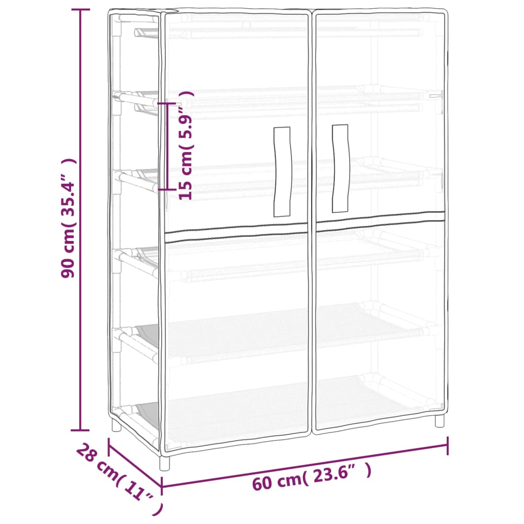 Armoire à chaussures Crème 60x28x90 cm Tissu - XIOS