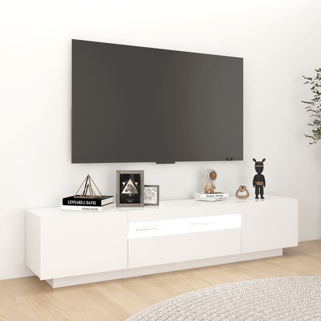 Meuble TV avec lumières LED Blanc 180x35x40 cm - XIOS
