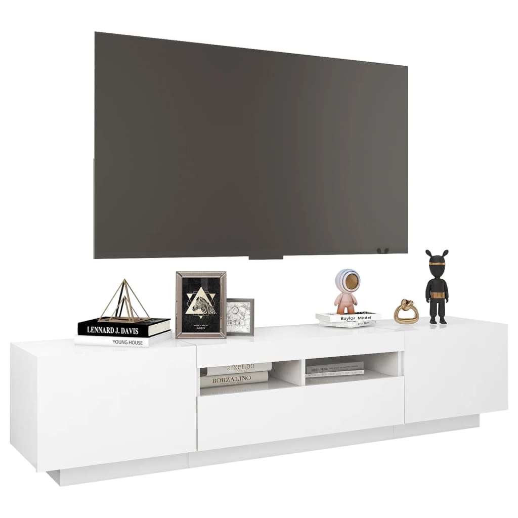 Meuble TV avec lumières LED Blanc 180x35x40 cm - XIOS
