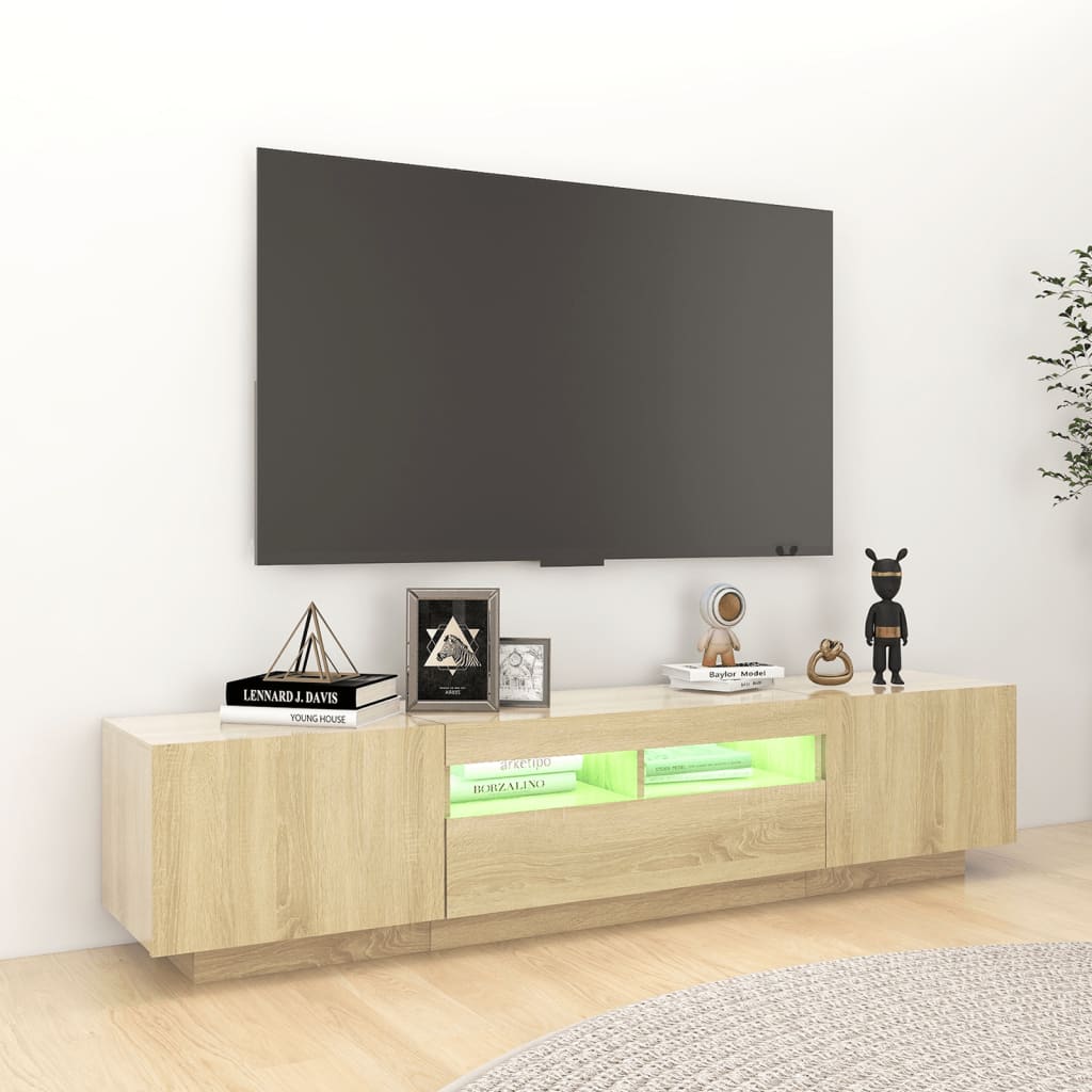 Meuble TV avec lumières LED Chêne sonoma 180x35x40 cm - XIOS