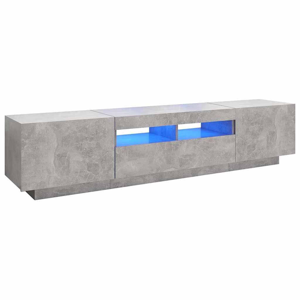 Meuble TV avec lumières LED Gris béton 180x35x40 cm - XIOS