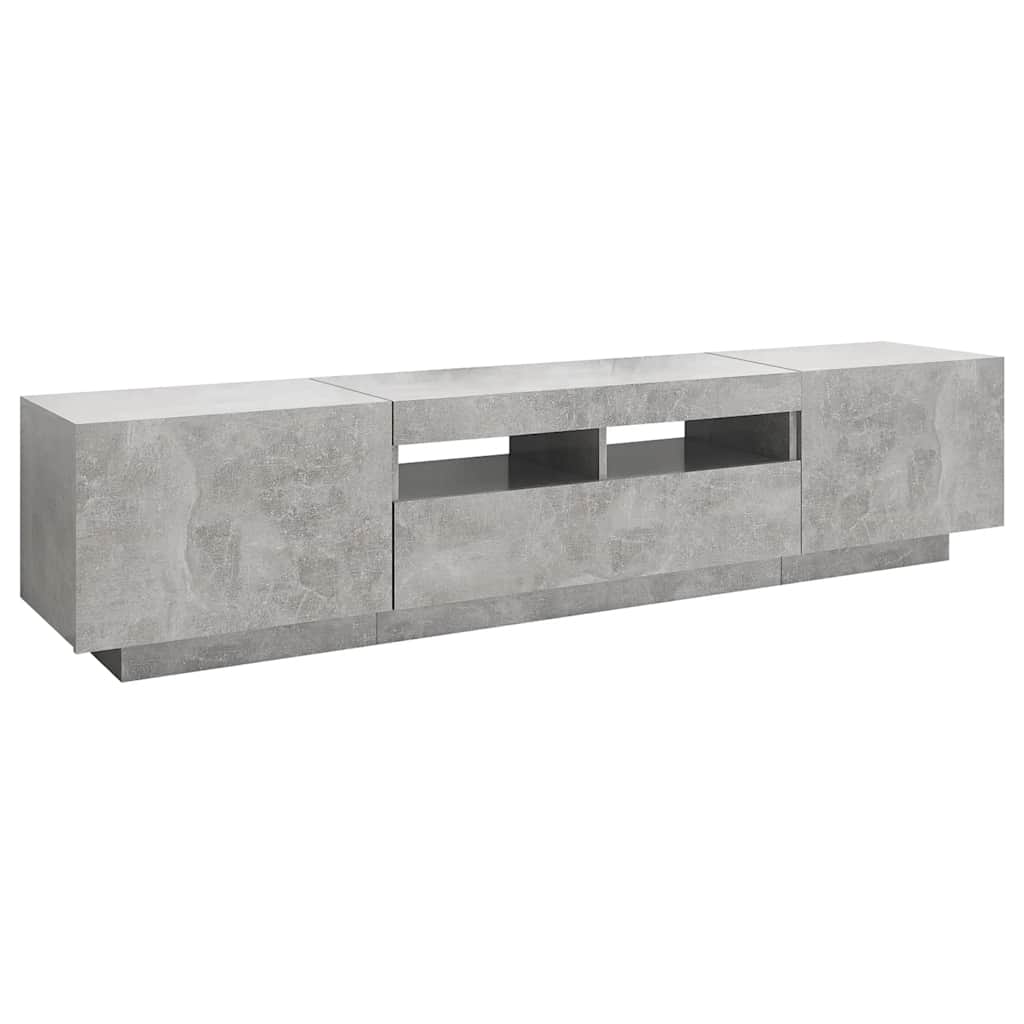 Meuble TV avec lumières LED Gris béton 180x35x40 cm - XIOS