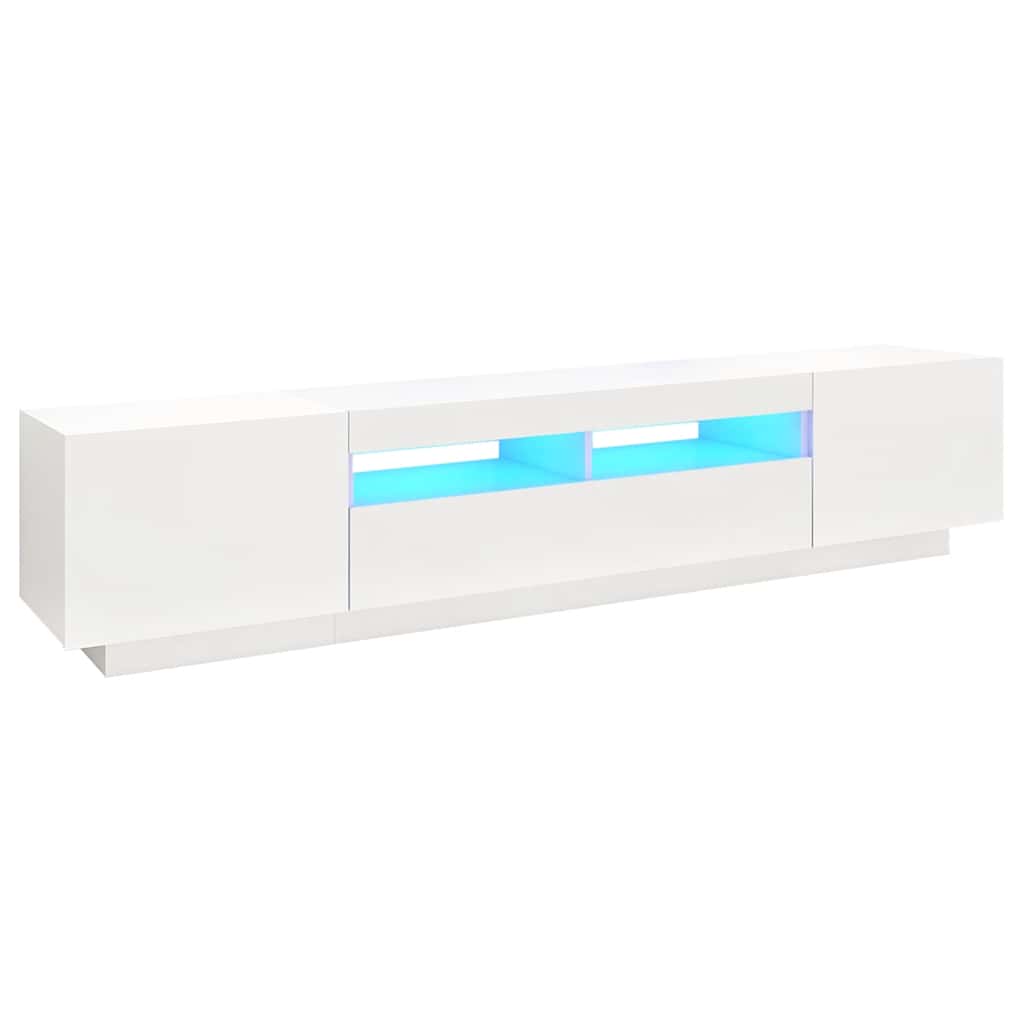 Meuble TV avec lumières LED Blanc 200x35x40 cm - XIOS
