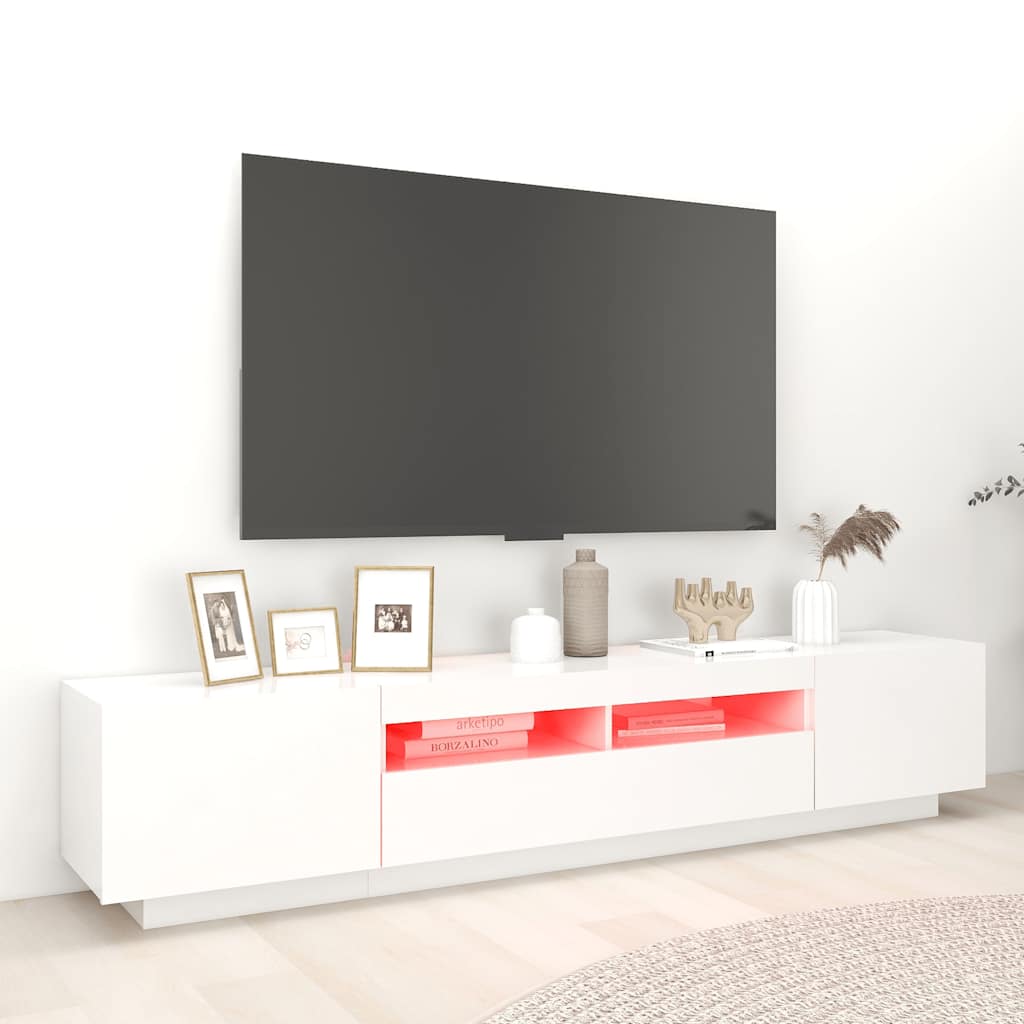 Meuble TV avec lumières LED Blanc 200x35x40 cm - XIOS
