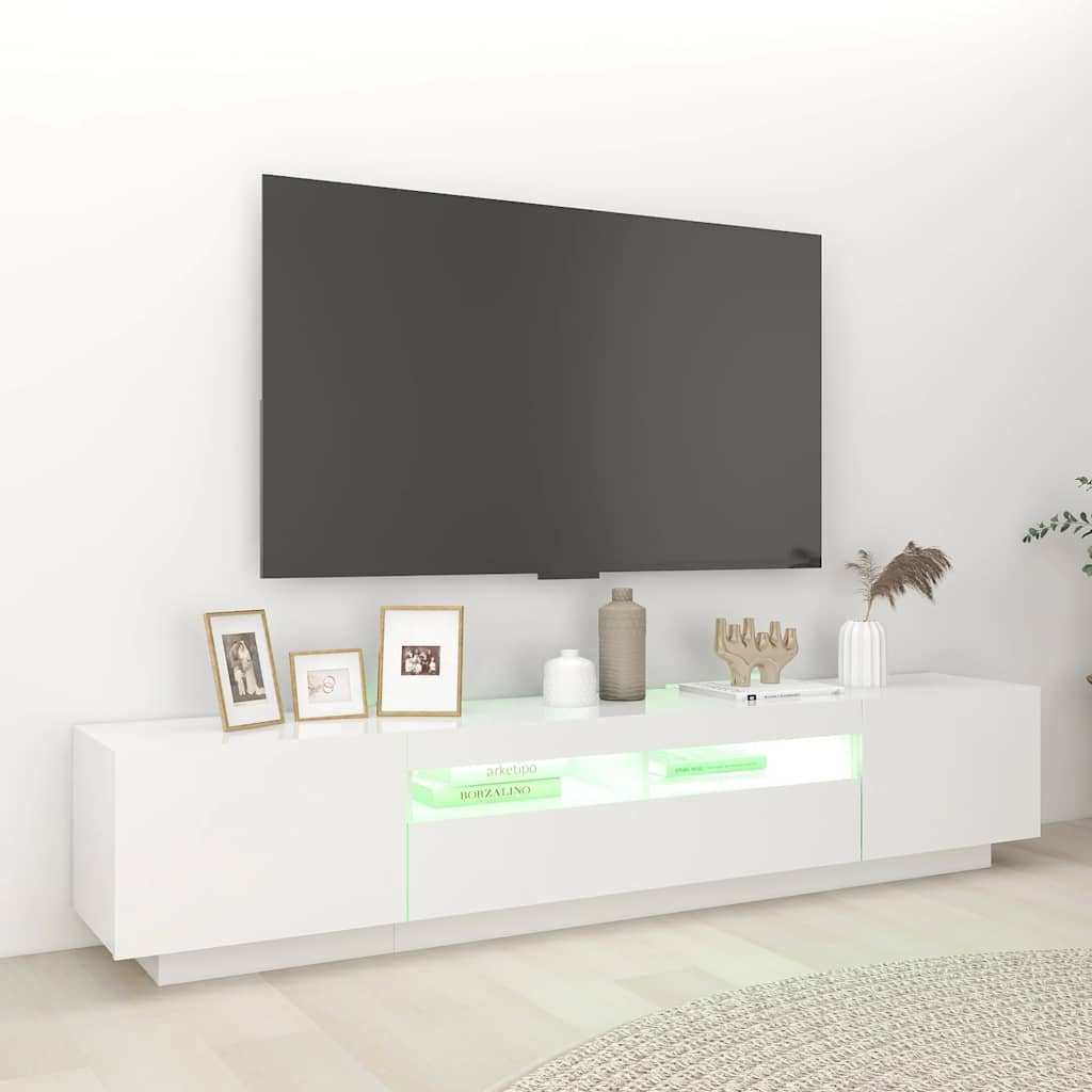 Meuble TV avec lumières LED Blanc 200x35x40 cm - XIOS