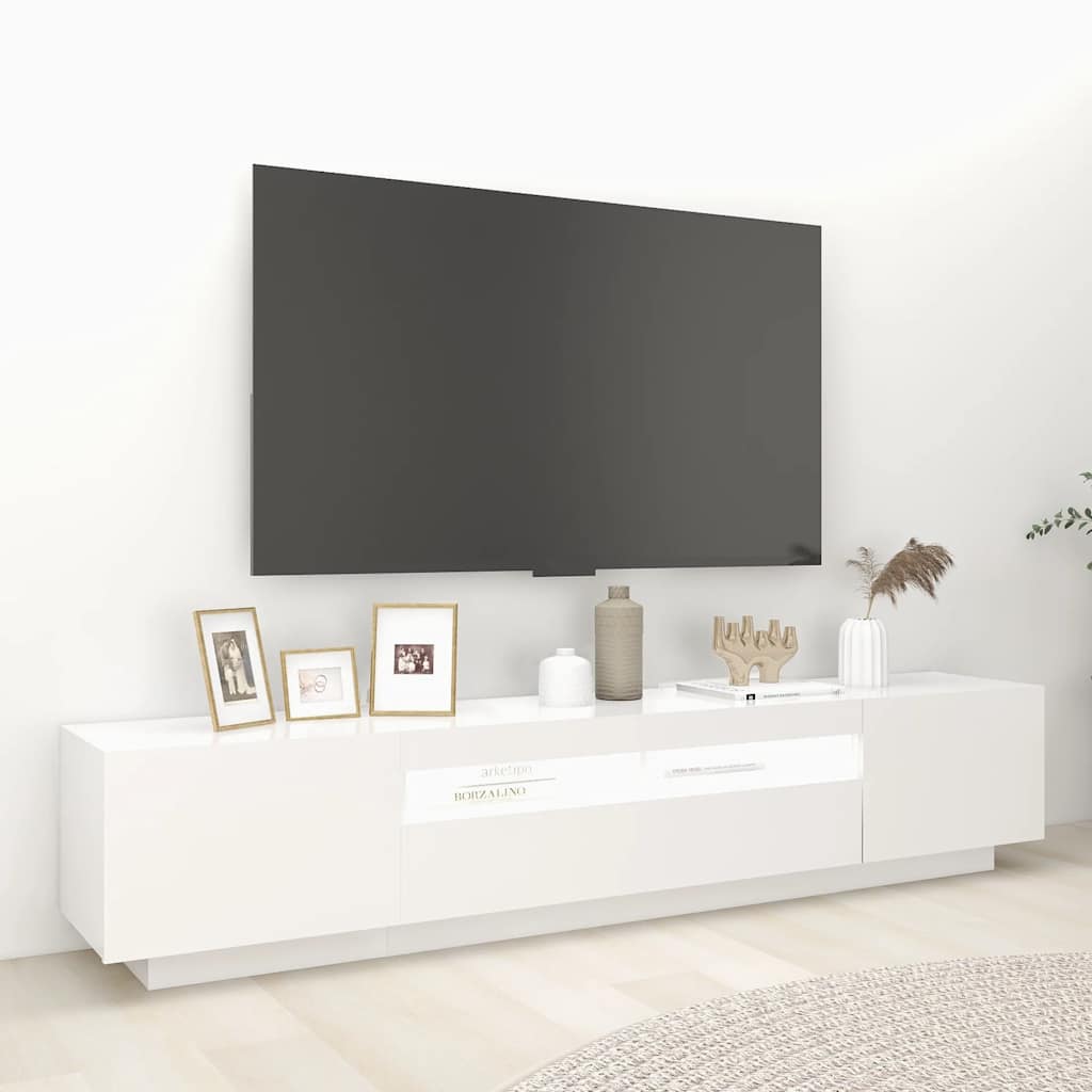 Meuble TV avec lumières LED Blanc 200x35x40 cm - XIOS