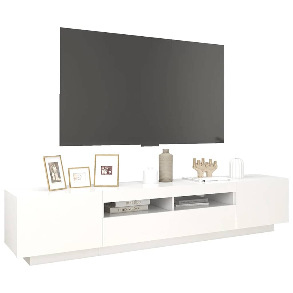 Meuble TV avec lumières LED Blanc 200x35x40 cm - XIOS