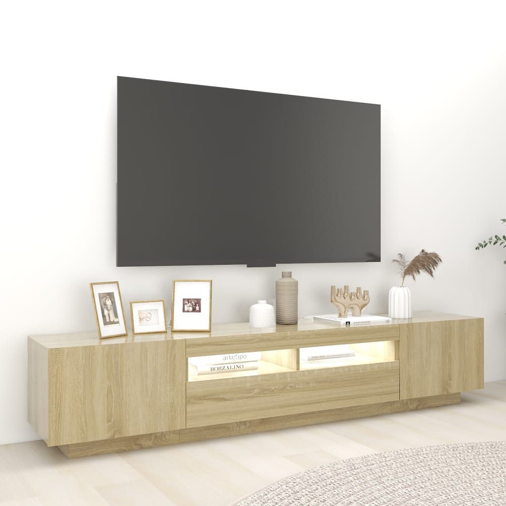 Meuble TV avec lumières LED Chêne sonoma 200x35x40 cm - XIOS