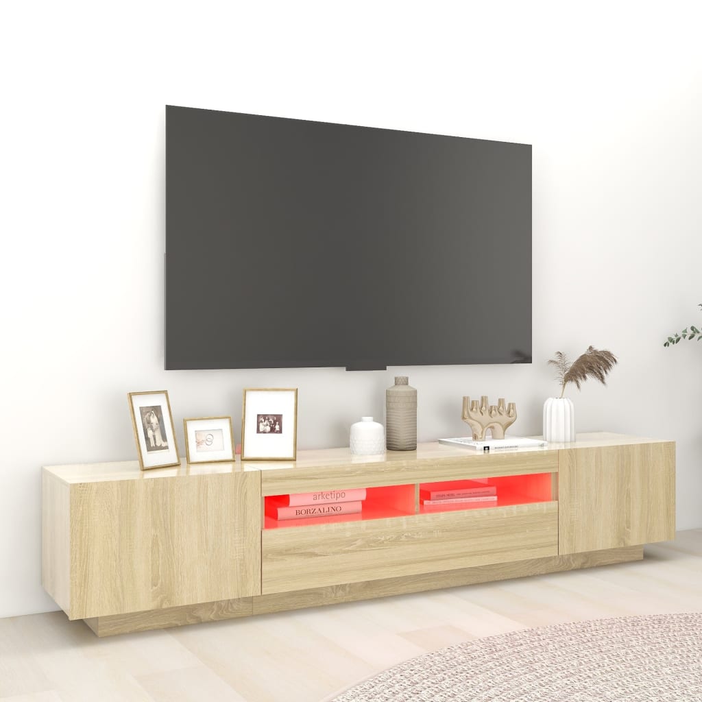 Meuble TV avec lumières LED Chêne sonoma 200x35x40 cm - XIOS