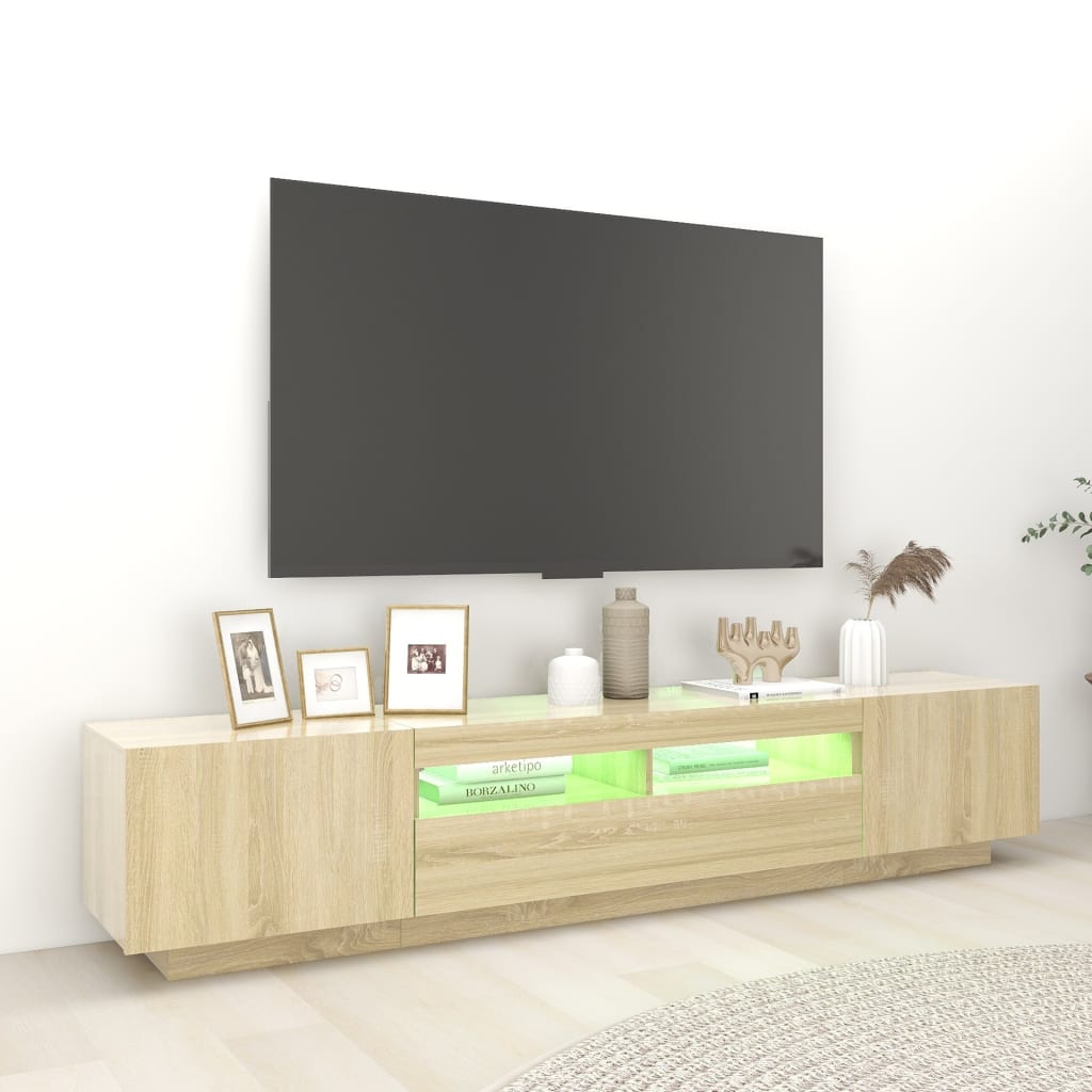 Meuble TV avec lumières LED Chêne sonoma 200x35x40 cm - XIOS