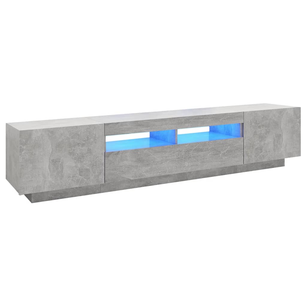 Meuble TV avec lumières LED Gris béton 200x35x40 cm - XIOS