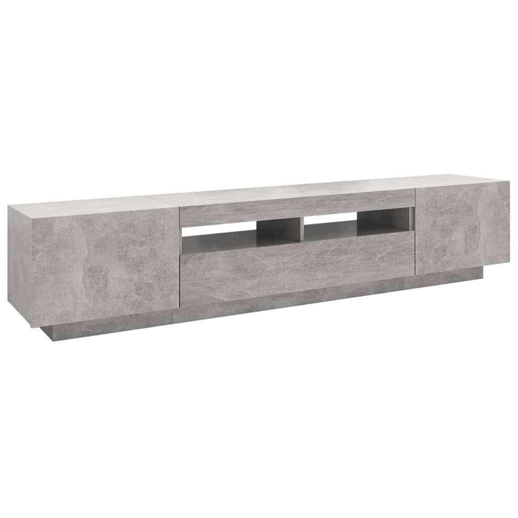 Meuble TV avec lumières LED Gris béton 200x35x40 cm - XIOS