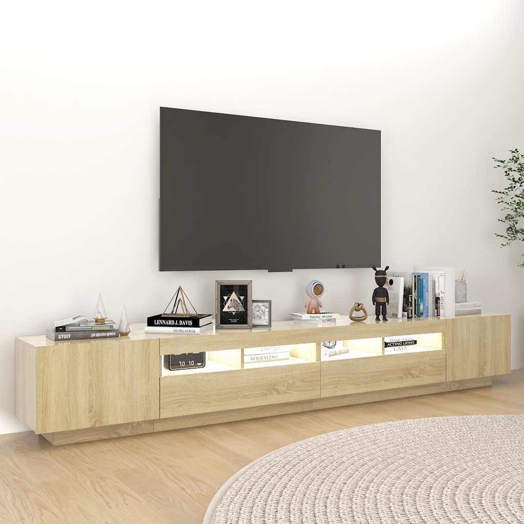 Meuble TV avec lumières LED Chêne sonoma 260x35x40 cm - XIOS
