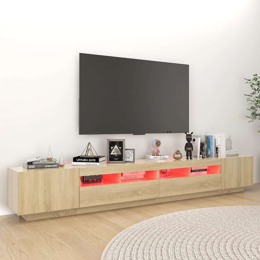 Meuble TV avec lumières LED Chêne sonoma 260x35x40 cm - XIOS