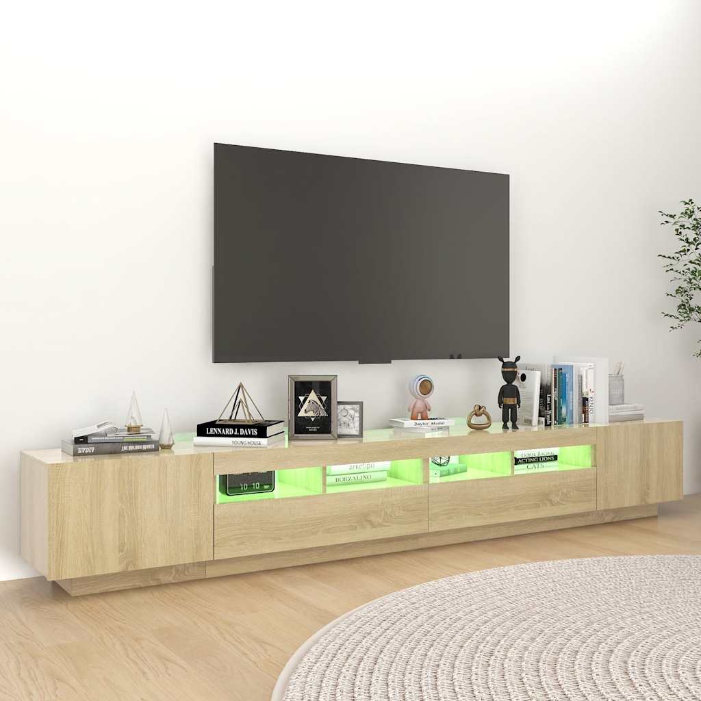 Meuble TV avec lumières LED Chêne sonoma 260x35x40 cm - XIOS