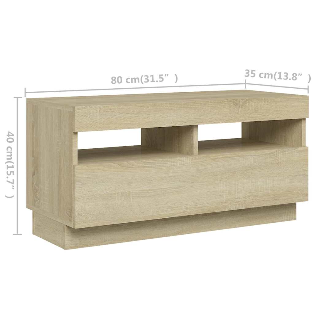 Meuble TV avec lumières LED Chêne sonoma 260x35x40 cm - XIOS