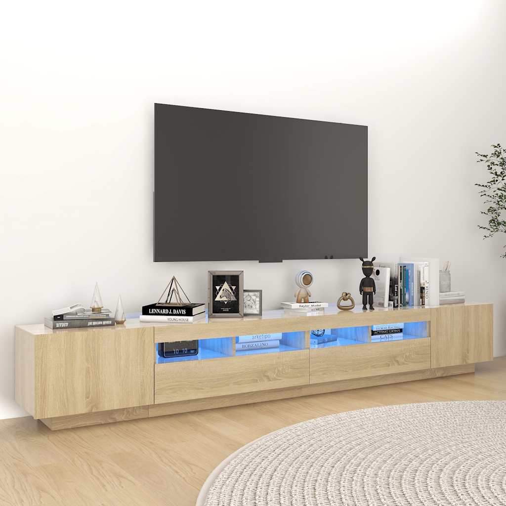 Meuble TV avec lumières LED Chêne sonoma 260x35x40 cm - XIOS