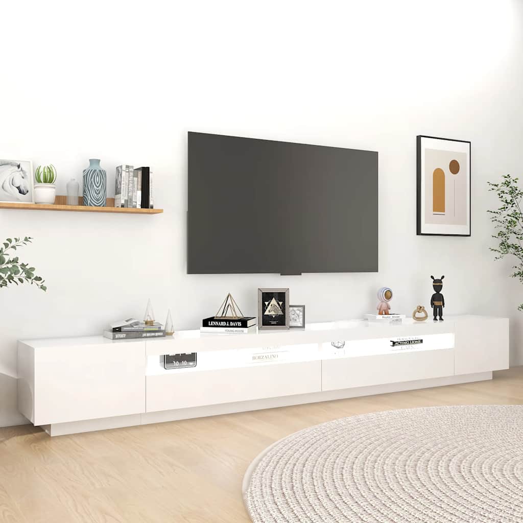 Meuble TV avec lumières LED Blanc 300x35x40 cm - XIOS