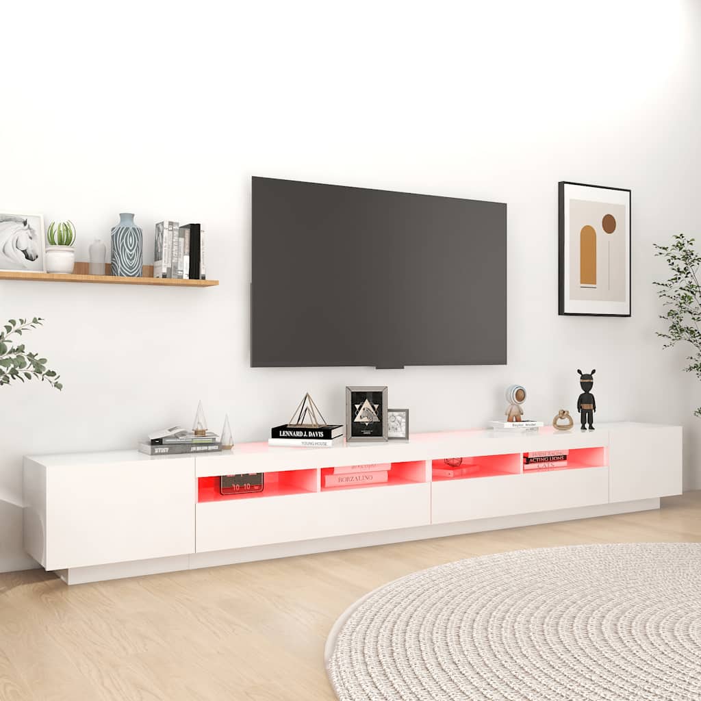 Meuble TV avec lumières LED Blanc 300x35x40 cm - XIOS