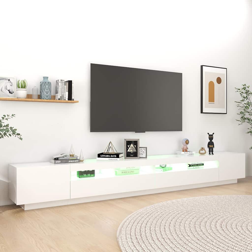 Meuble TV avec lumières LED Blanc 300x35x40 cm - XIOS