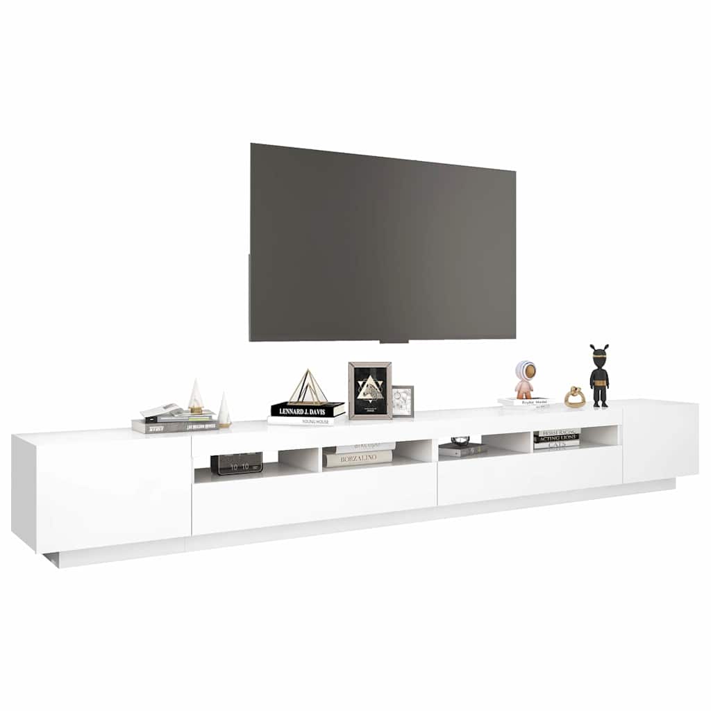 Meuble TV avec lumières LED Blanc 300x35x40 cm - XIOS