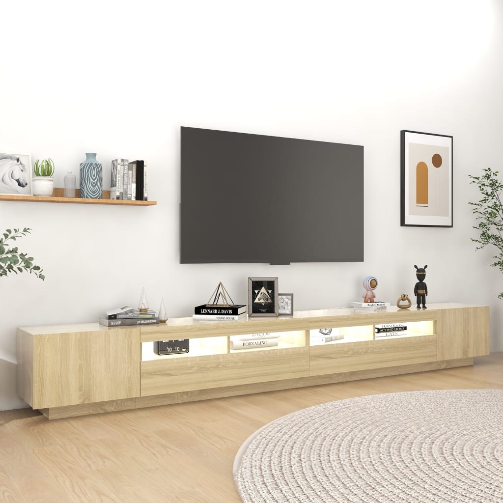 Meuble TV avec lumières LED Chêne sonoma 300x35x40 cm - XIOS