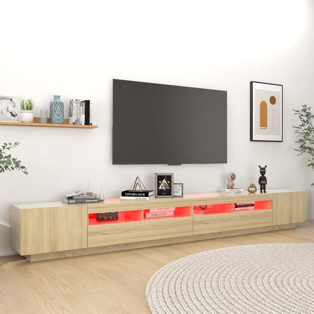 Meuble TV avec lumières LED Chêne sonoma 300x35x40 cm - XIOS