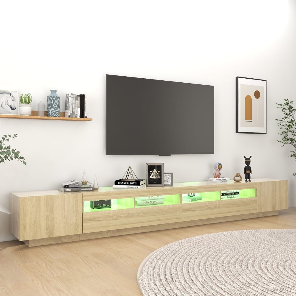 Meuble TV avec lumières LED Chêne sonoma 300x35x40 cm - XIOS