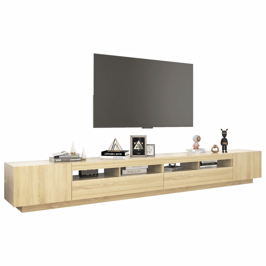 Meuble TV avec lumières LED Chêne sonoma 300x35x40 cm - XIOS