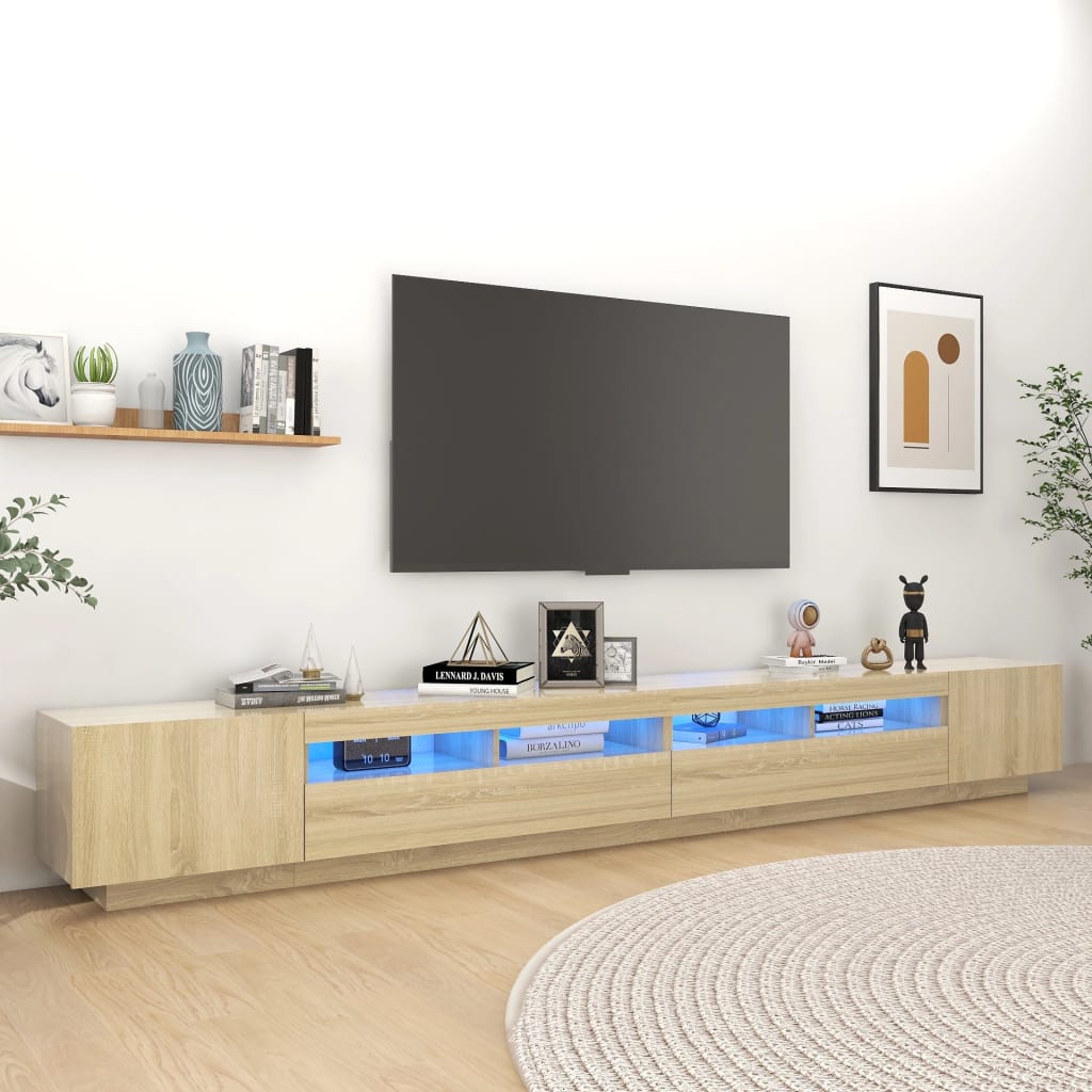Meuble TV avec lumières LED Chêne sonoma 300x35x40 cm - XIOS