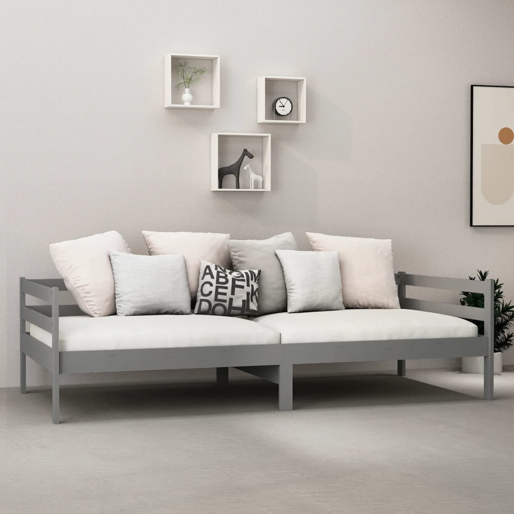 Lit de jour sans matelas gris bois de pin massif 90x200 cm - XIOS