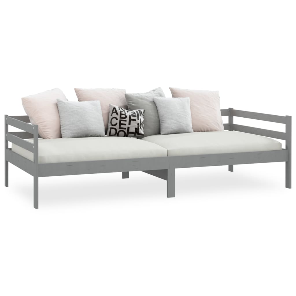 Lit de jour sans matelas gris bois de pin massif 90x200 cm - XIOS