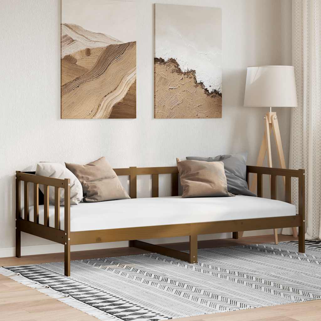 Lit de jour sans matelas marron miel bois pin massif 90x200 cm - XIOS