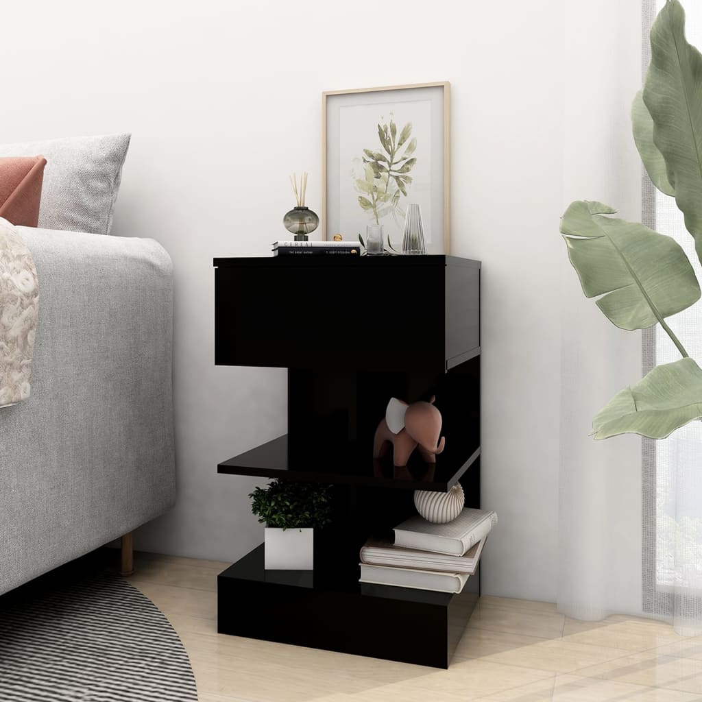 Table de chevet Noir 40x35x65 cm Bois d’ingénierie - XIOS