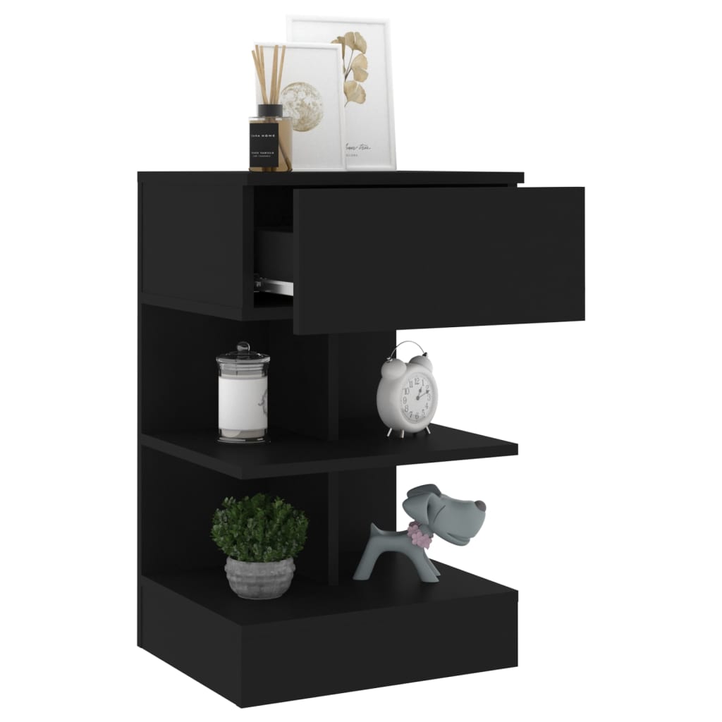 Table de chevet Noir 40x35x65 cm Bois d’ingénierie - XIOS