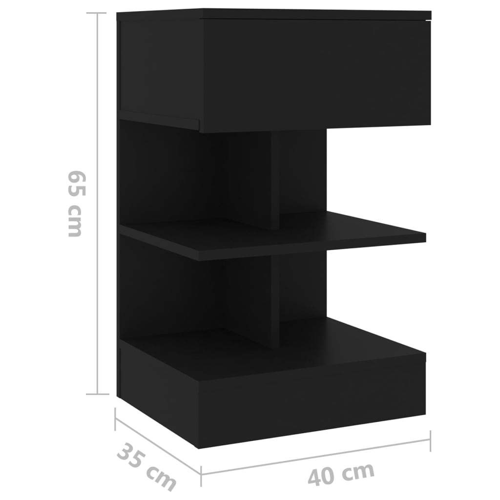 Table de chevet Noir 40x35x65 cm Bois d’ingénierie - XIOS