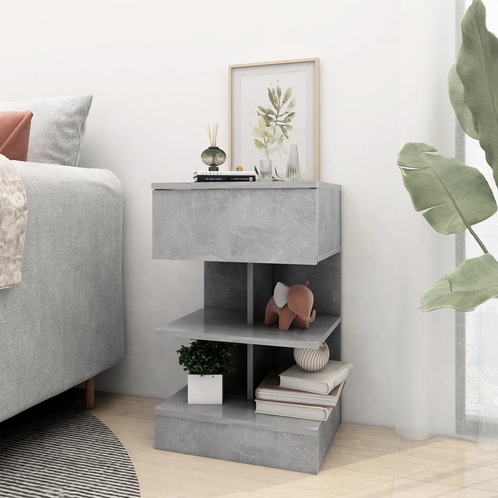 Table de chevet Gris béton 40x35x65 cm Bois d’ingénierie - XIOS