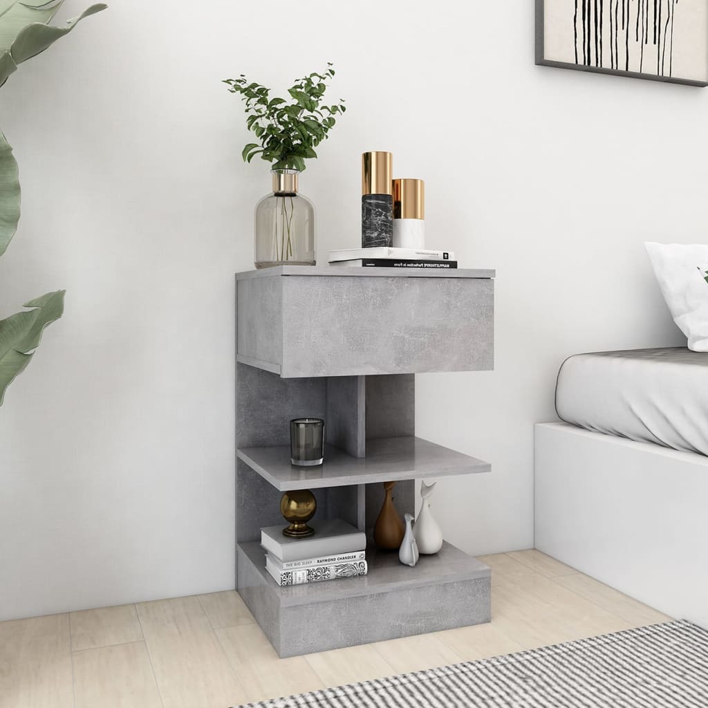 Table de chevet Gris béton 40x35x65 cm Bois d’ingénierie - XIOS