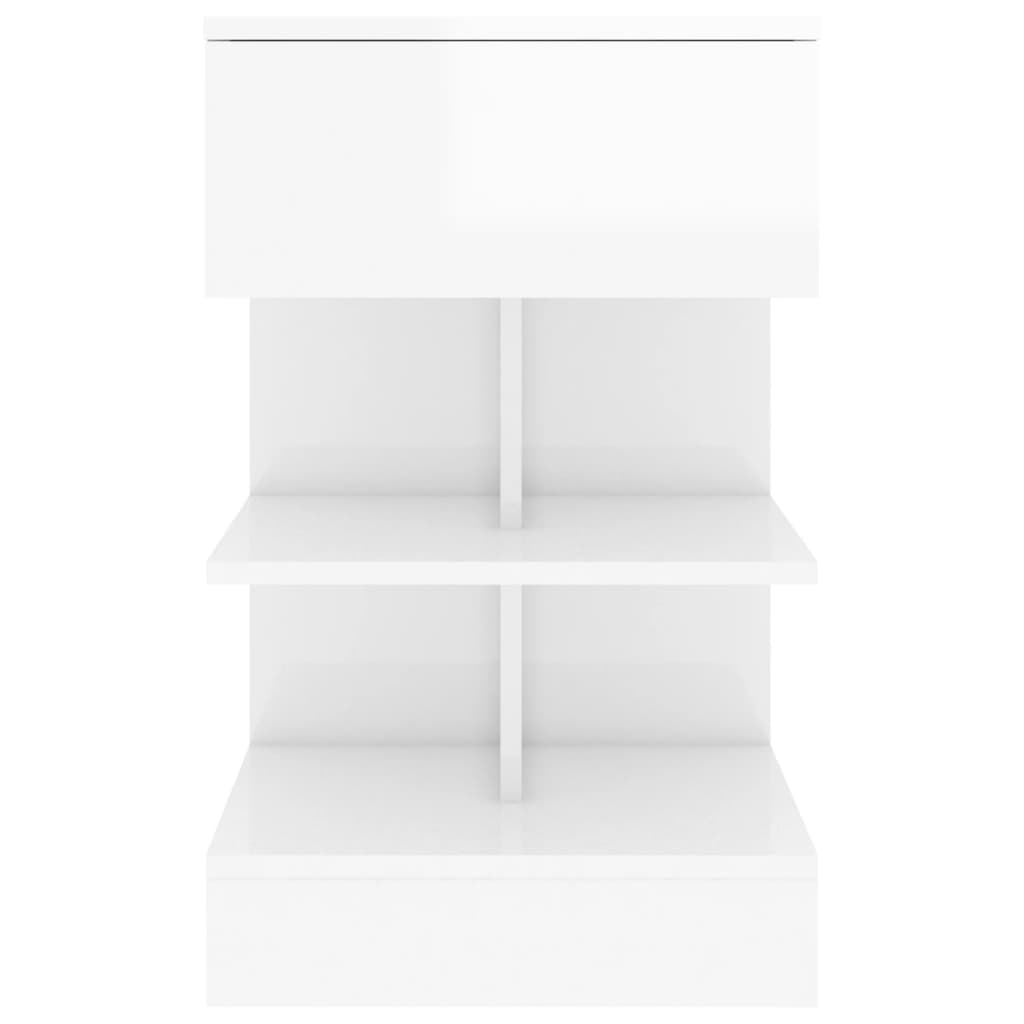 Table de chevet Blanc brillant 40x35x65 cm Bois d’ingénierie - XIOS