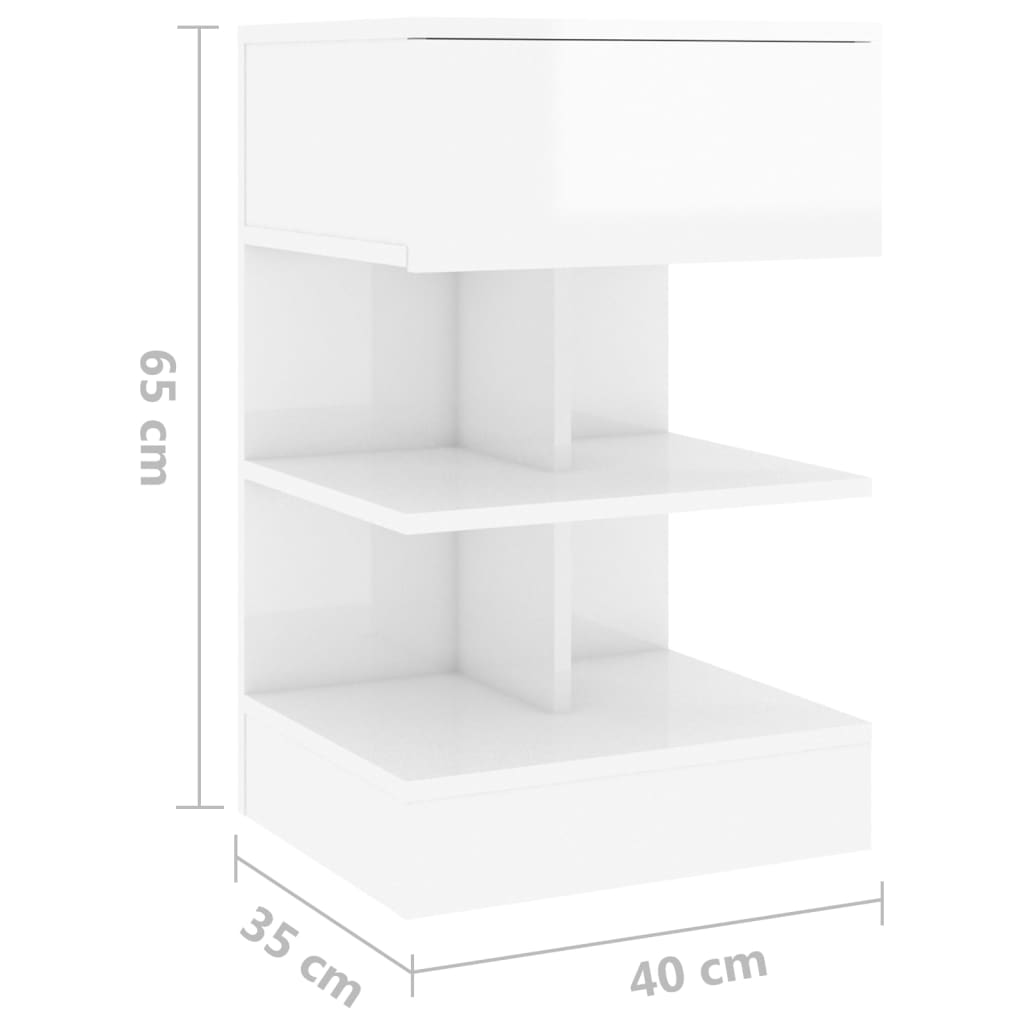 Table de chevet Blanc brillant 40x35x65 cm Bois d’ingénierie - XIOS