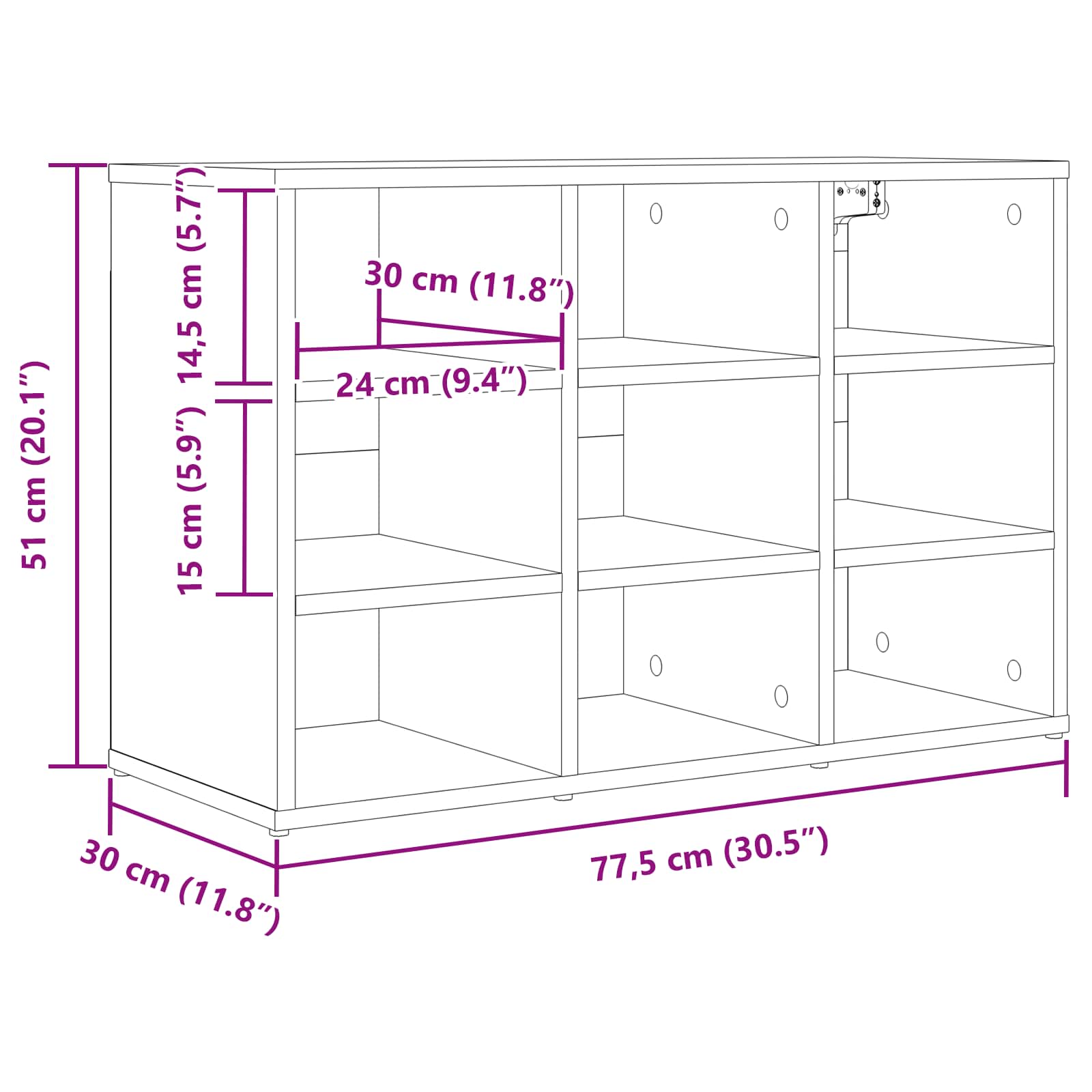 Cabinet à chaussures Blanc 77,5 x 30 x 51 cm Bois d'ingénierie - XIOS