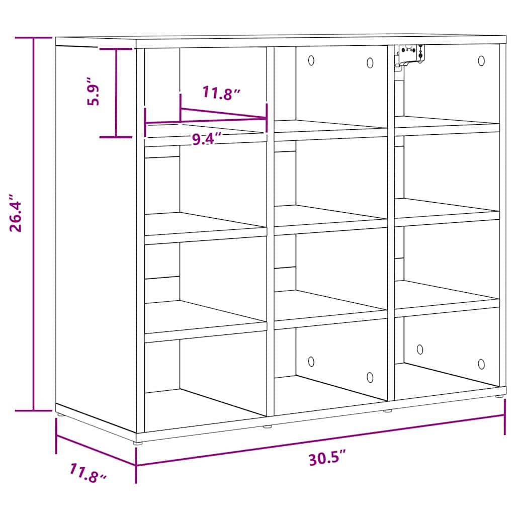 Meuble à chaussures avec étagère Chêne sonoma 77.5 x 30 x 67 cm - XIOS