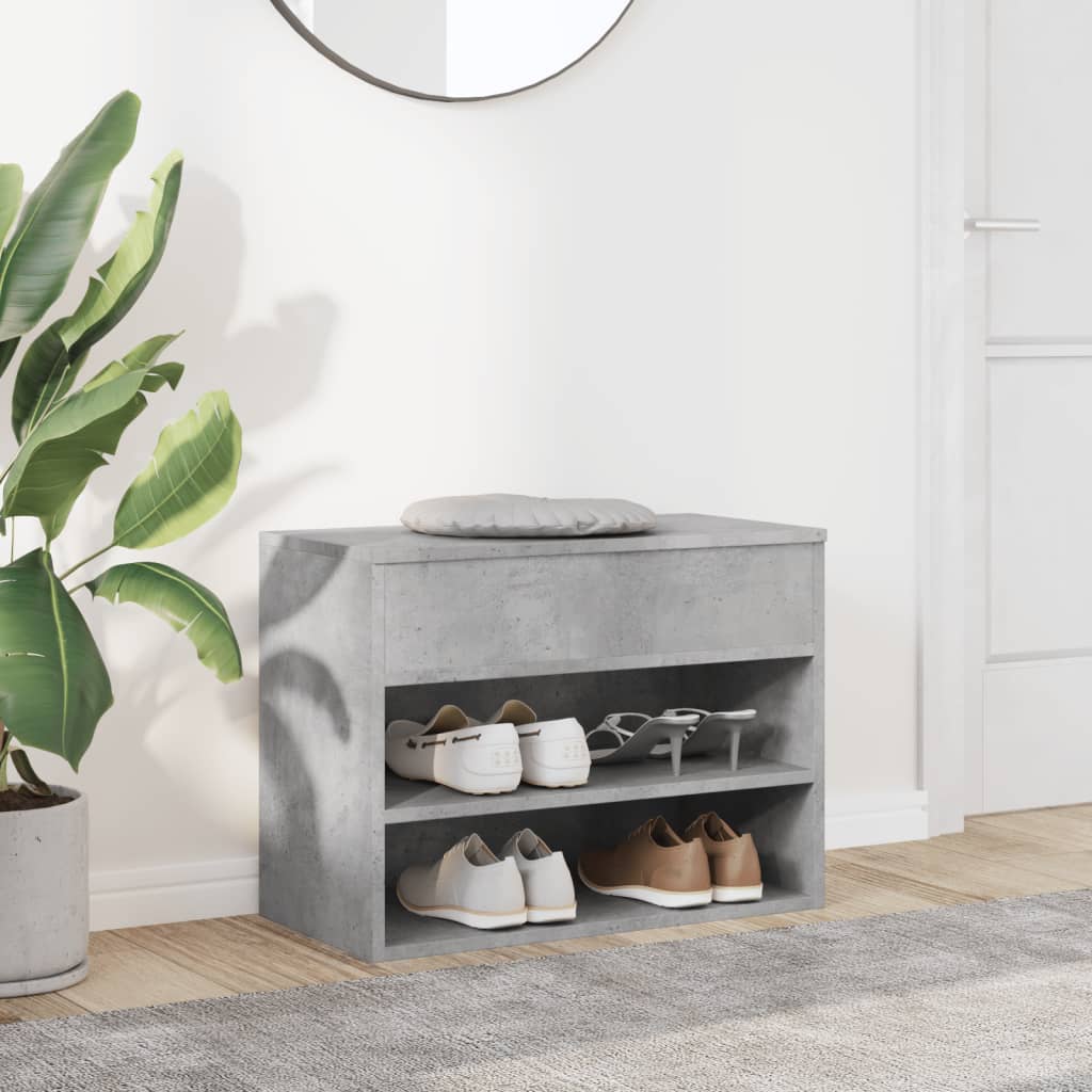 Banc à chaussures Gris béton 60x30x45 cm Bois d’ingénierie - XIOS